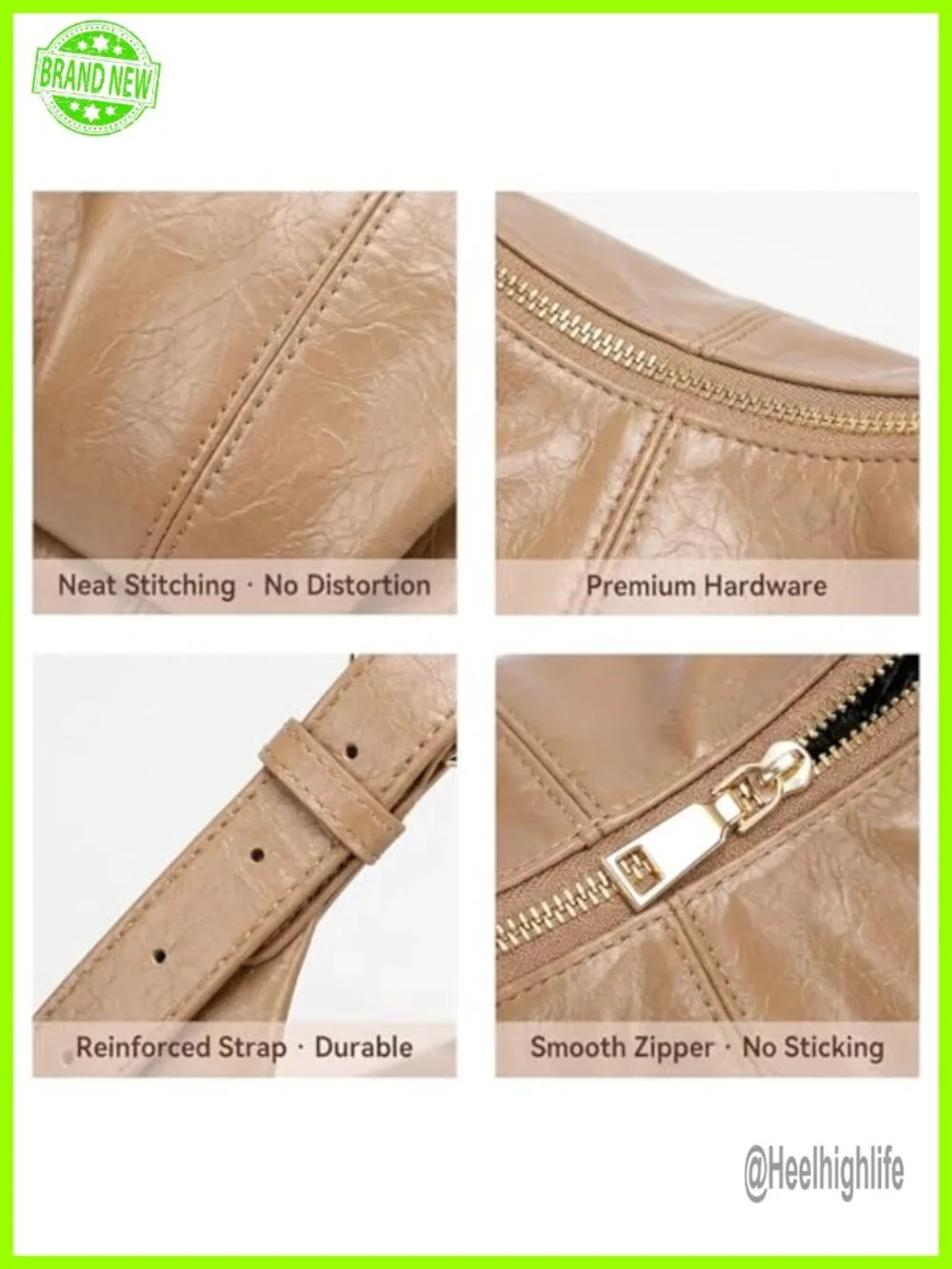 Vegan Leather Hobo Bag Crossbody Purse with Adjustable Strap